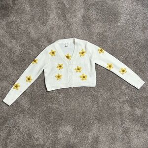 Jessica Simpson Cream Cardigan with Gold Floral Patterns